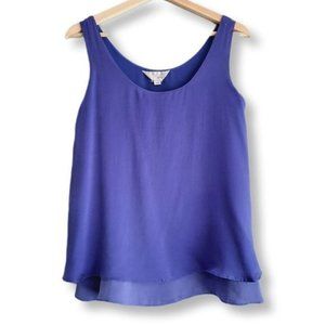 ZOA New York 100% Silk Flowy Layered Fine Lightweight Shell Top Blue Sz S Flawed